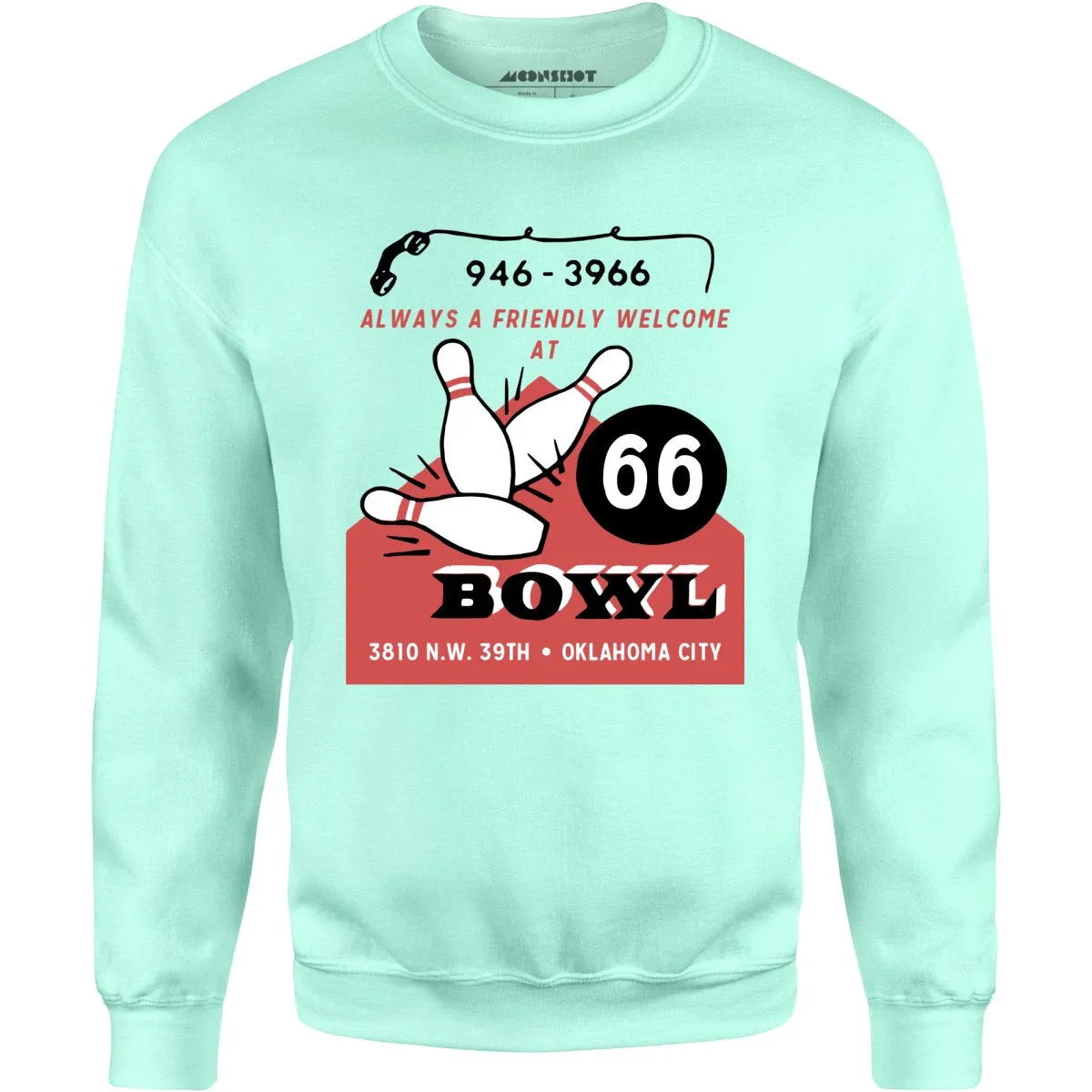 66 Bowl - Oklahoma City, OK - Vintage Bowling Alley - Unisex Sweatshirt
