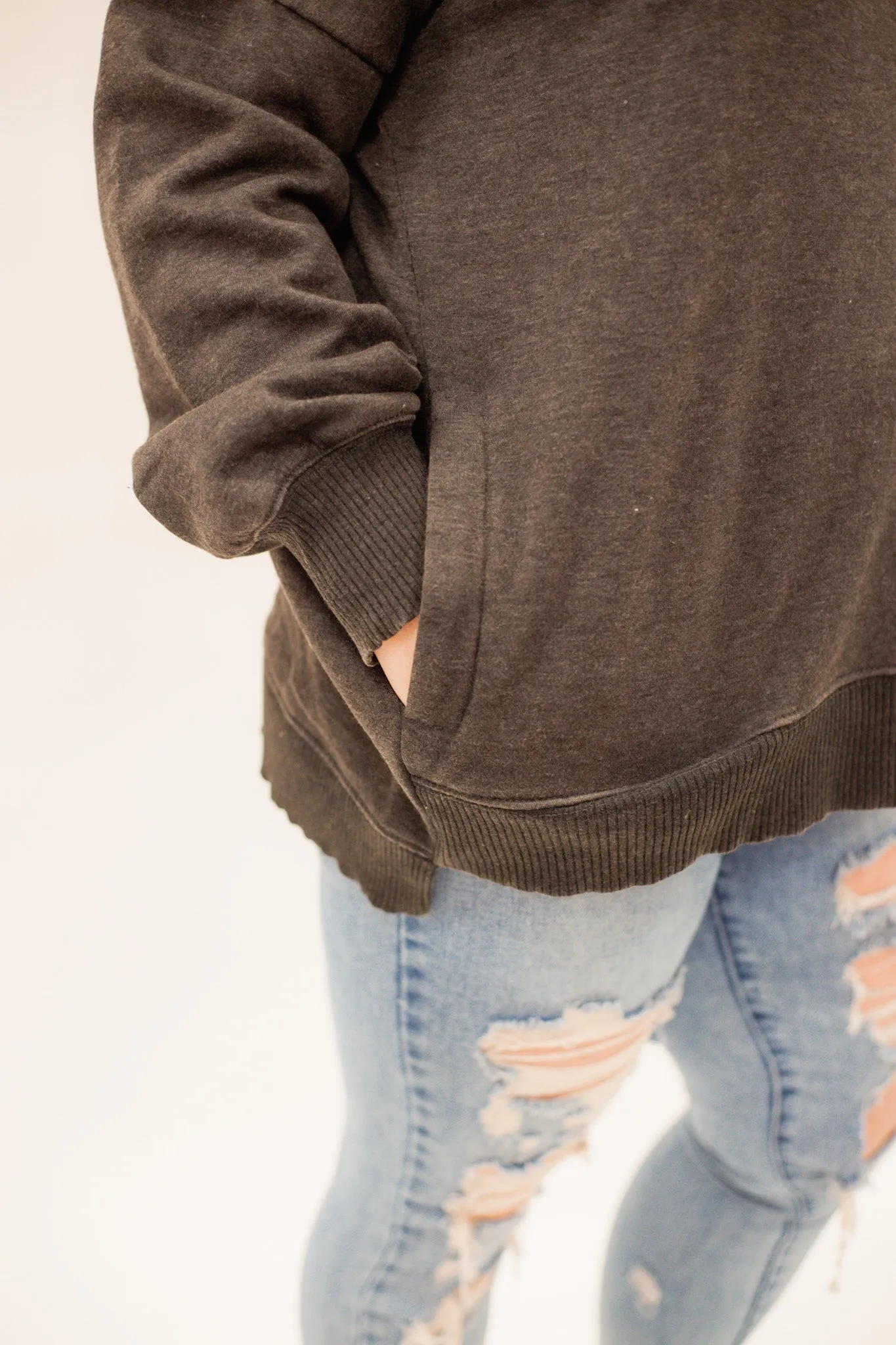 Acid Wash Crewneck with Pockets