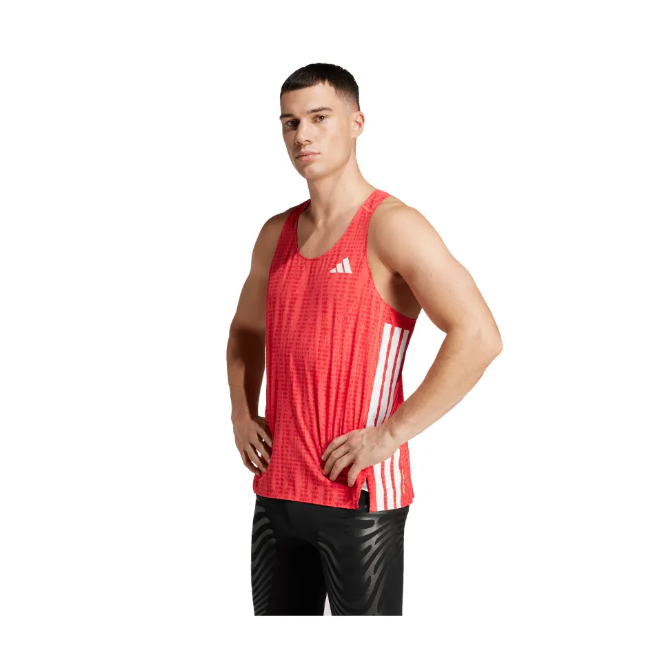 Adidas Men's Adizero Singlet in Semi Lucid Red/Pure Ruby SS25