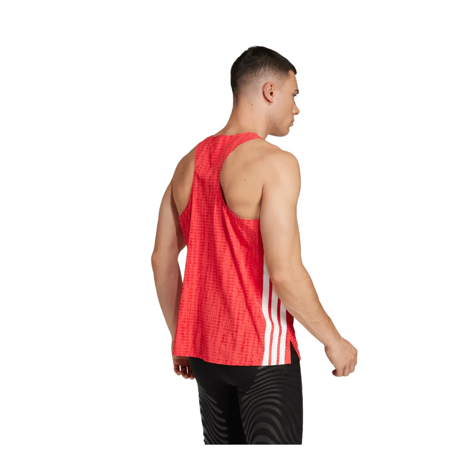 Adidas Men's Adizero Singlet in Semi Lucid Red/Pure Ruby SS25