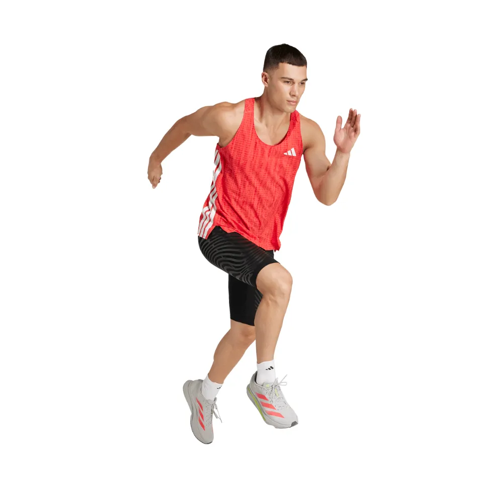 Adidas Men's Adizero Singlet in Semi Lucid Red/Pure Ruby SS25