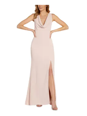ADRIANNA PAPELL Womens Slitted Sleeveless Cowl Neck Full-Length Formal Gown Dress