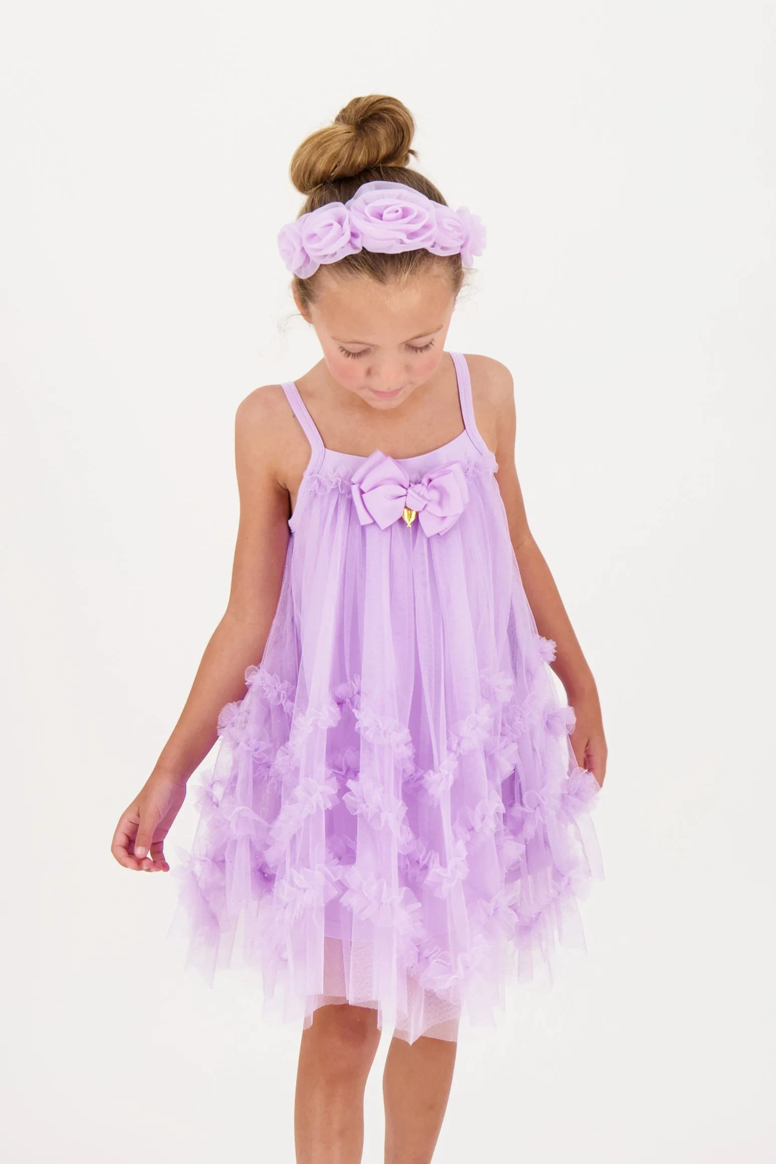 Angels Face Girls Zigzag Tulle Dress in Purple