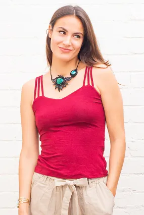 Athena Cross-Weave Singlet Top in Red