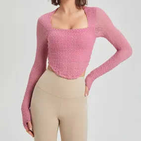 Autumn Winter Wild Sexy Fixed Chest Pad Short Sleeve Stretch Top Women Yoga Clothes Breathable Workout Clothes T shirt