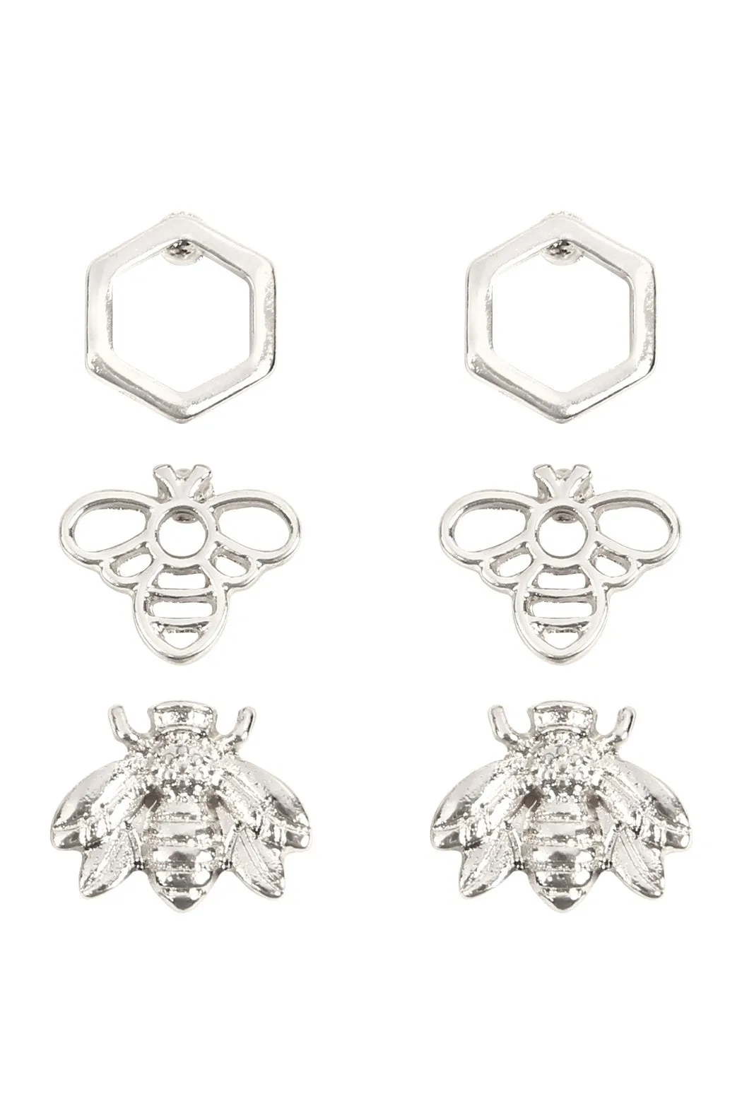 Bee 3 Set Metal Earrings