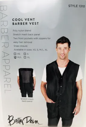 Betty Dain Cool vent Barber Vest Black - 7 different sizes