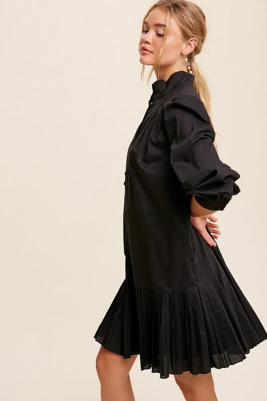 Black Feminine Parisian Vibe Woven Mini Dress