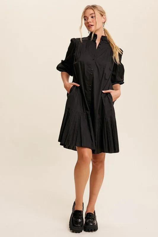 Black Feminine Parisian Vibe Woven Mini Dress
