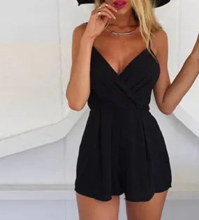 Black Sleeveless Short Jumpsuit