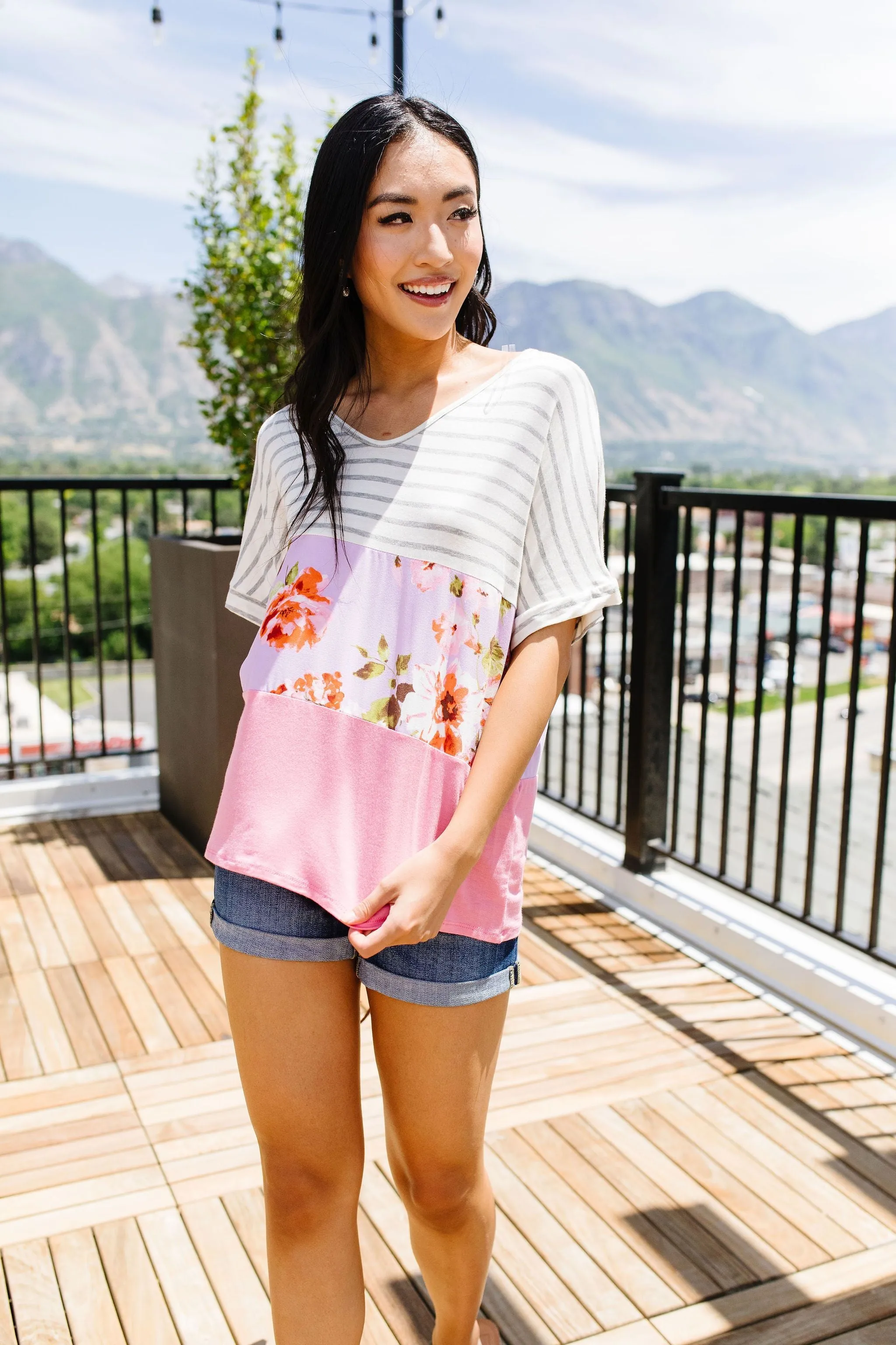 Block Of Lilac & Blossoms Top