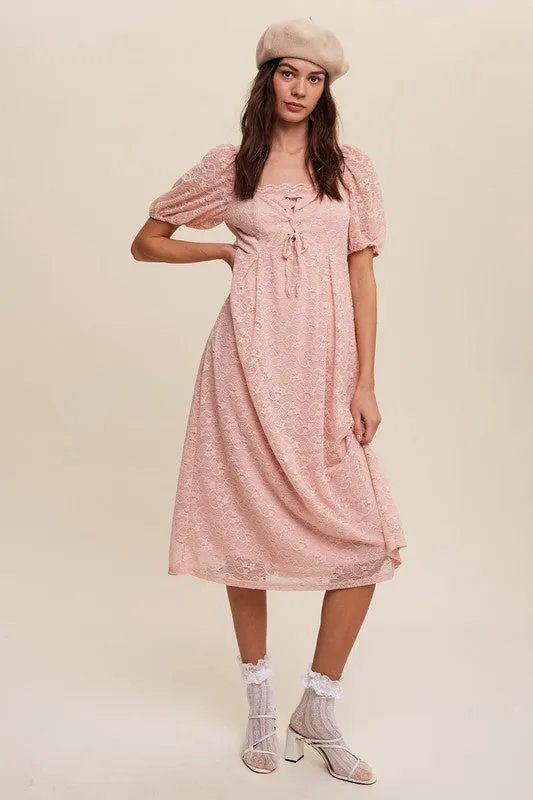 Blush Lace Midi Dress