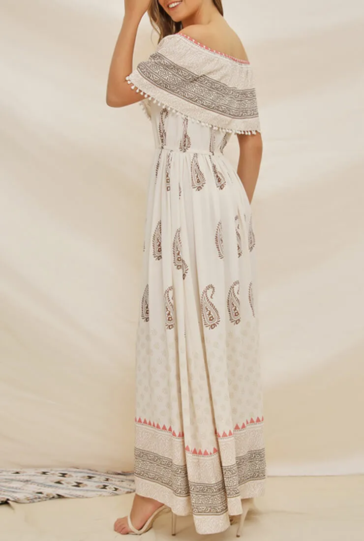 Bohemian One-shoulder Chiffon Maxi Dress