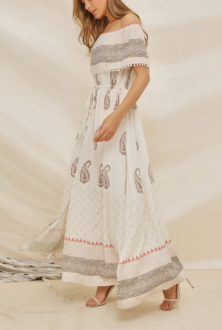 Bohemian One-shoulder Chiffon Maxi Dress