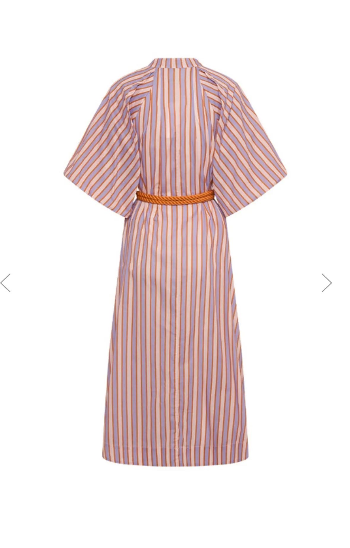 Bohemian Traders Candy Stripe Pleated Neck Midi Dress