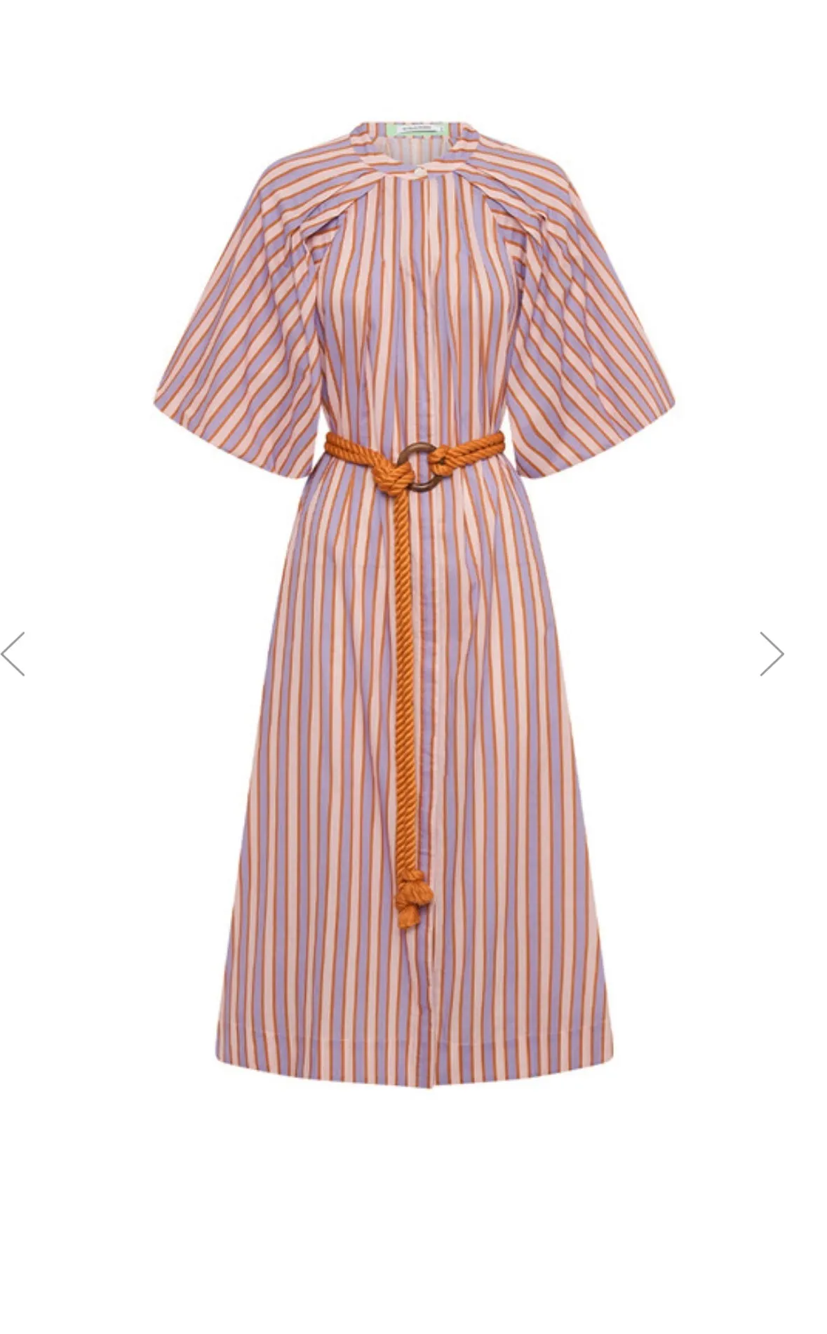 Bohemian Traders Candy Stripe Pleated Neck Midi Dress