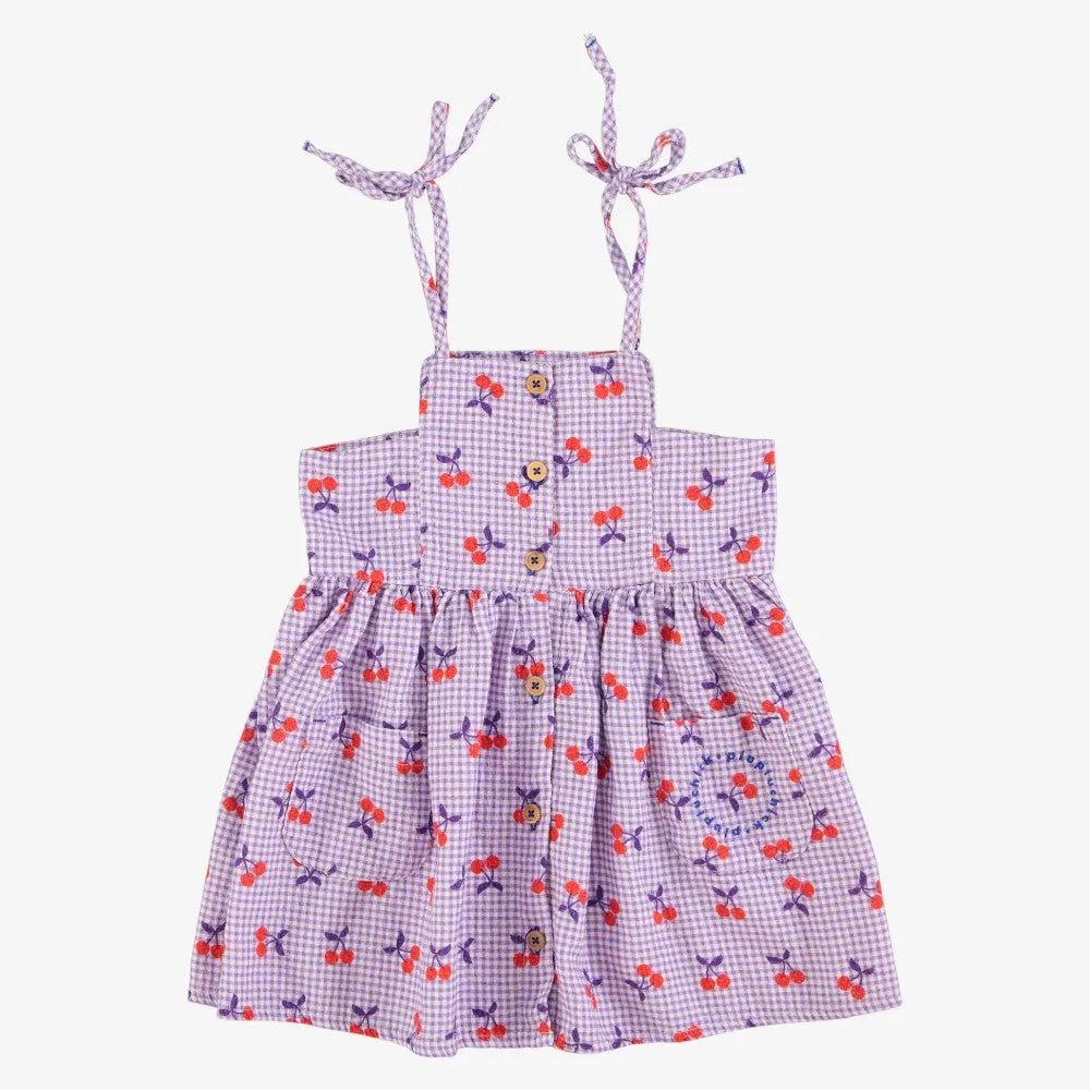 Checked Dress - Purple&white