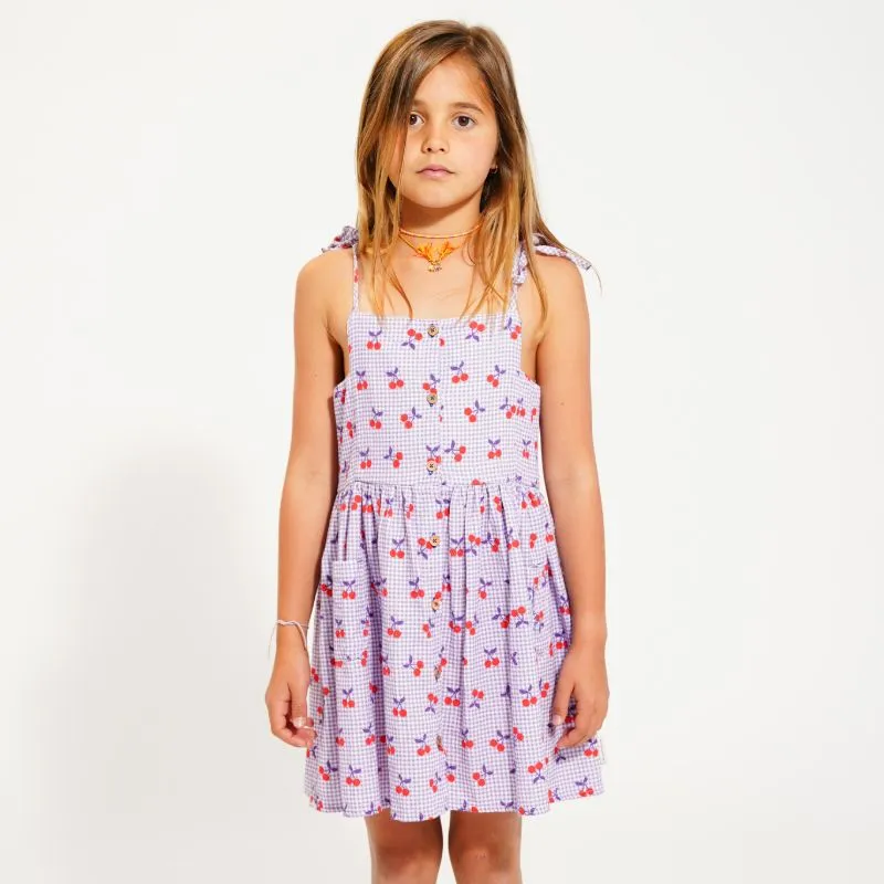 Checked Dress - Purple&white