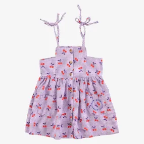 Checked Dress - Purple&white