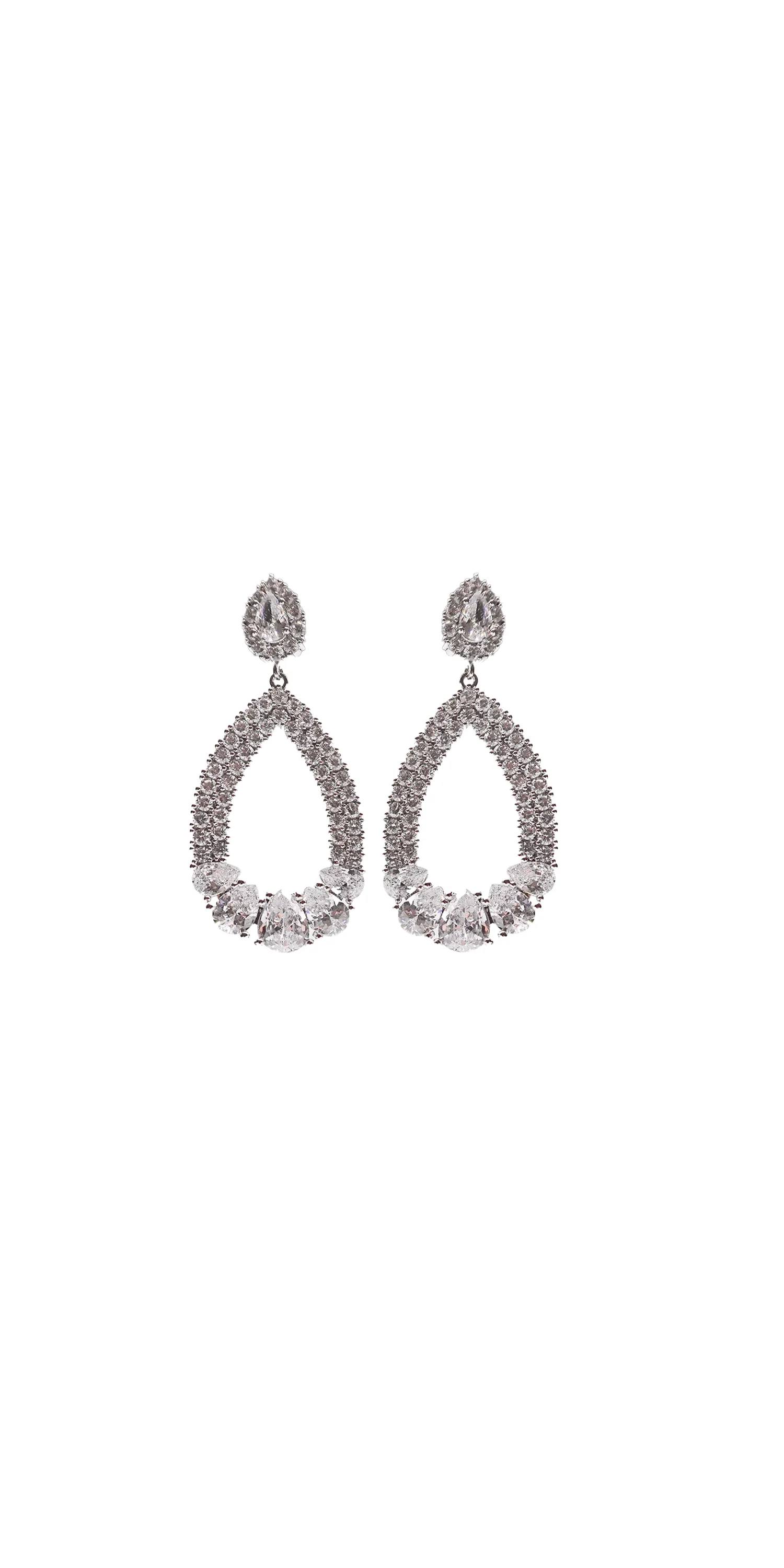Chunky Rhinestone Open Teardrop Earrings