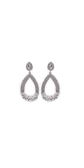 Chunky Rhinestone Open Teardrop Earrings