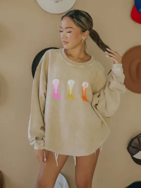 Colored Boots Corded Sweatshirt