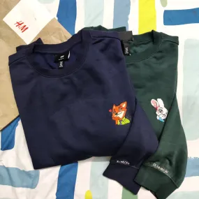 Couple Zootopia theme Hand Embroidered Sweatshirts