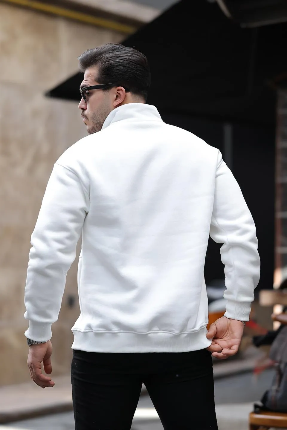 cozy kanguru nakişli şardonlu yarim fermuar sweatshirt
