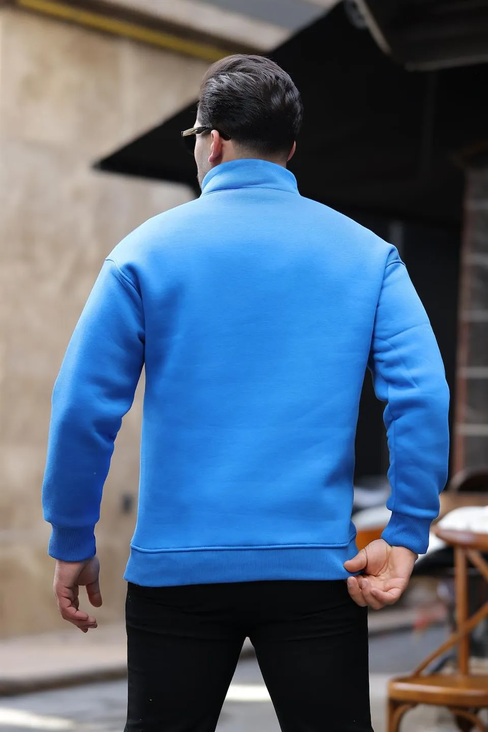 cozy kanguru nakişli şardonlu yarim fermuar sweatshirt