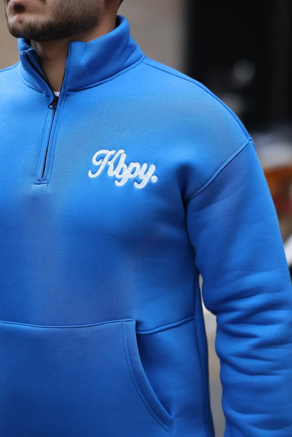cozy kanguru nakişli şardonlu yarim fermuar sweatshirt