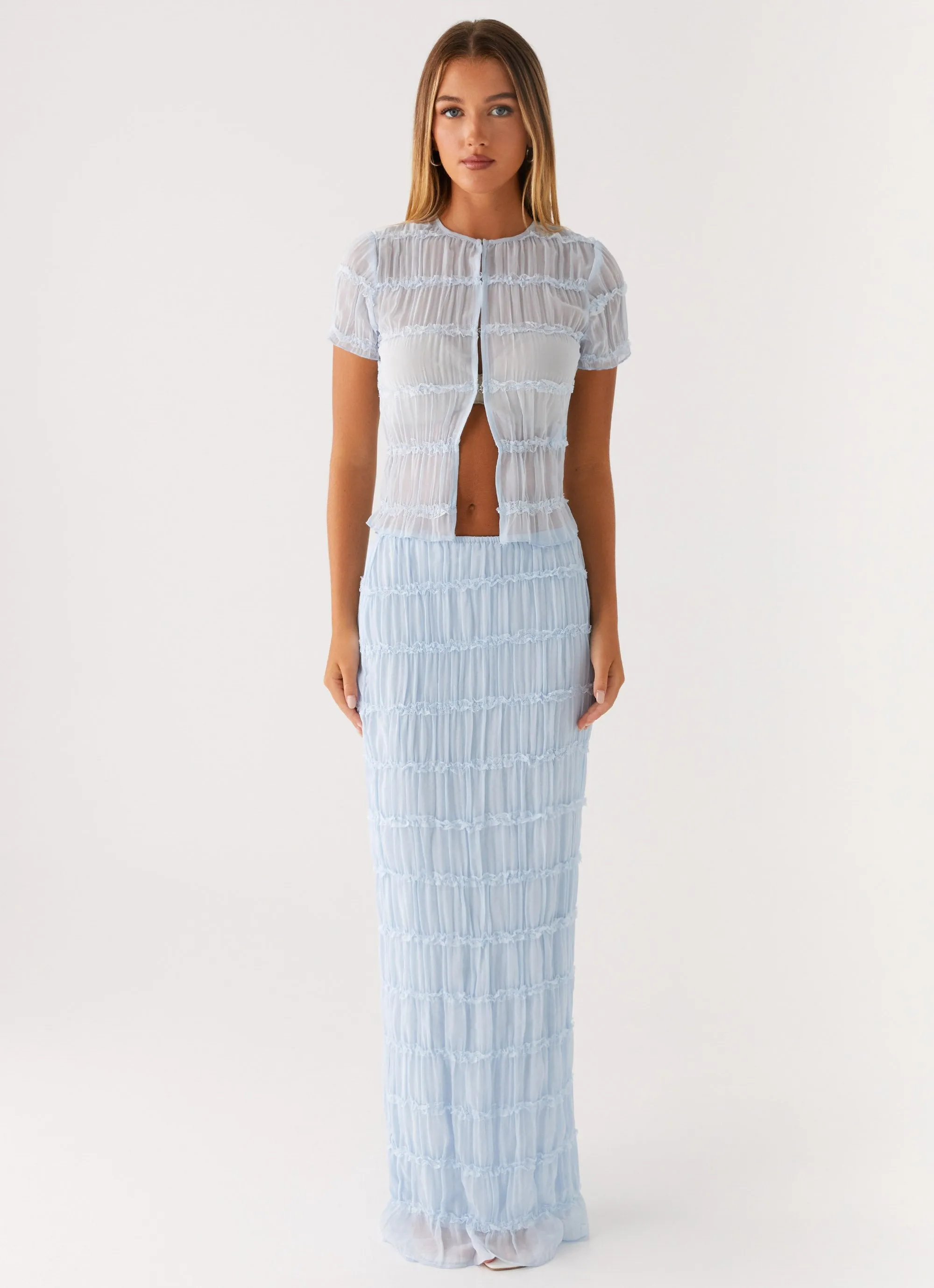 Daydreaming Low Rise Maxi Skirt - Blue