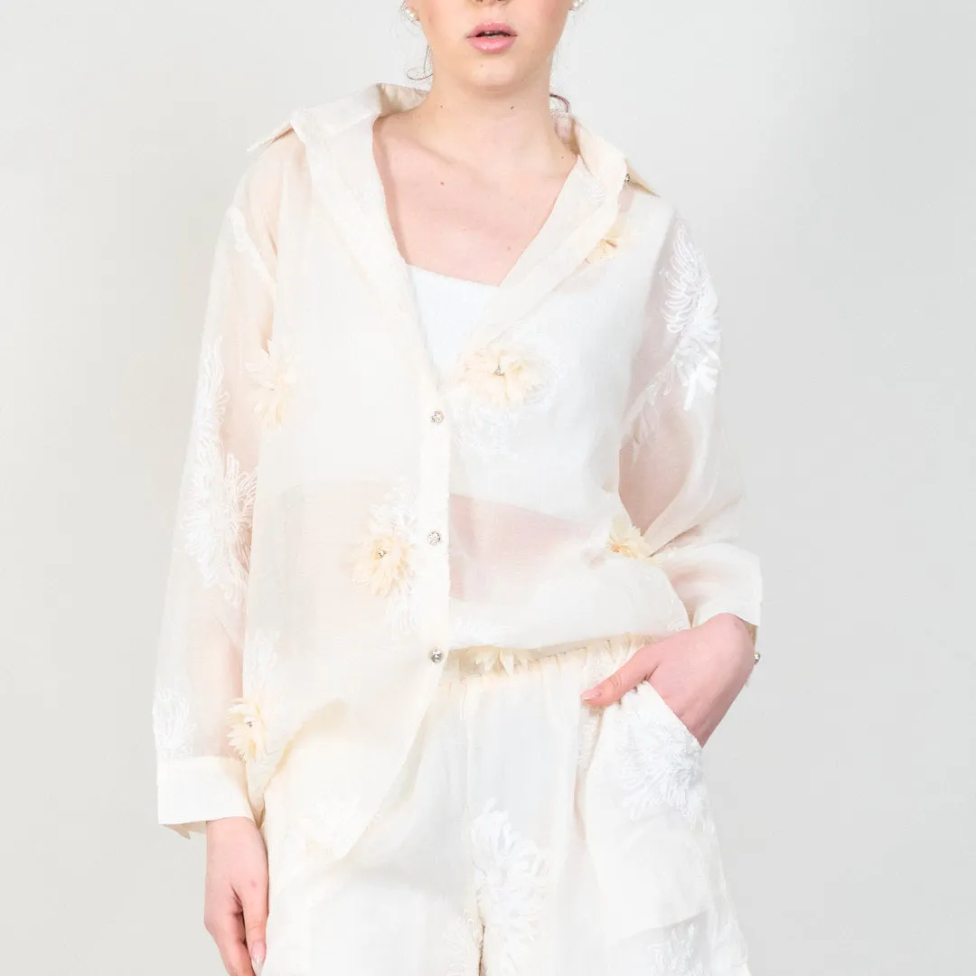 Delicate embroidered shirt and shorts set wholesale