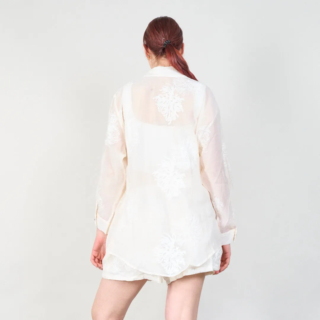 Delicate embroidered shirt and shorts set wholesale