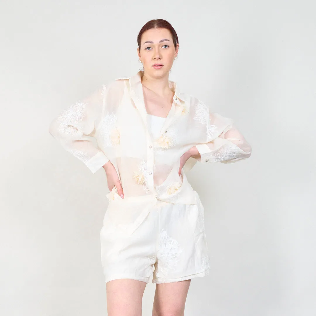 Delicate embroidered shirt and shorts set wholesale