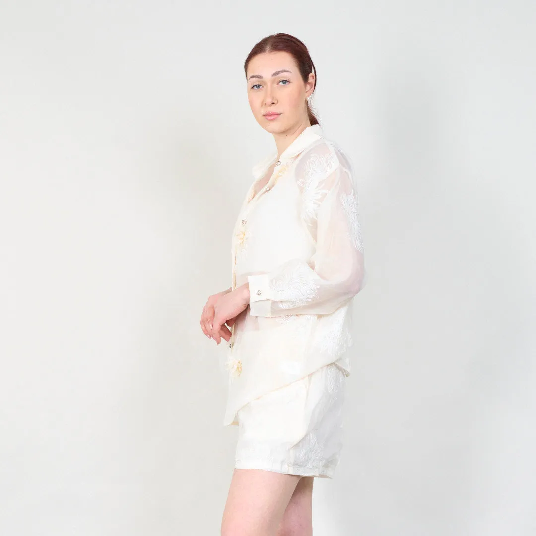Delicate embroidered shirt and shorts set wholesale