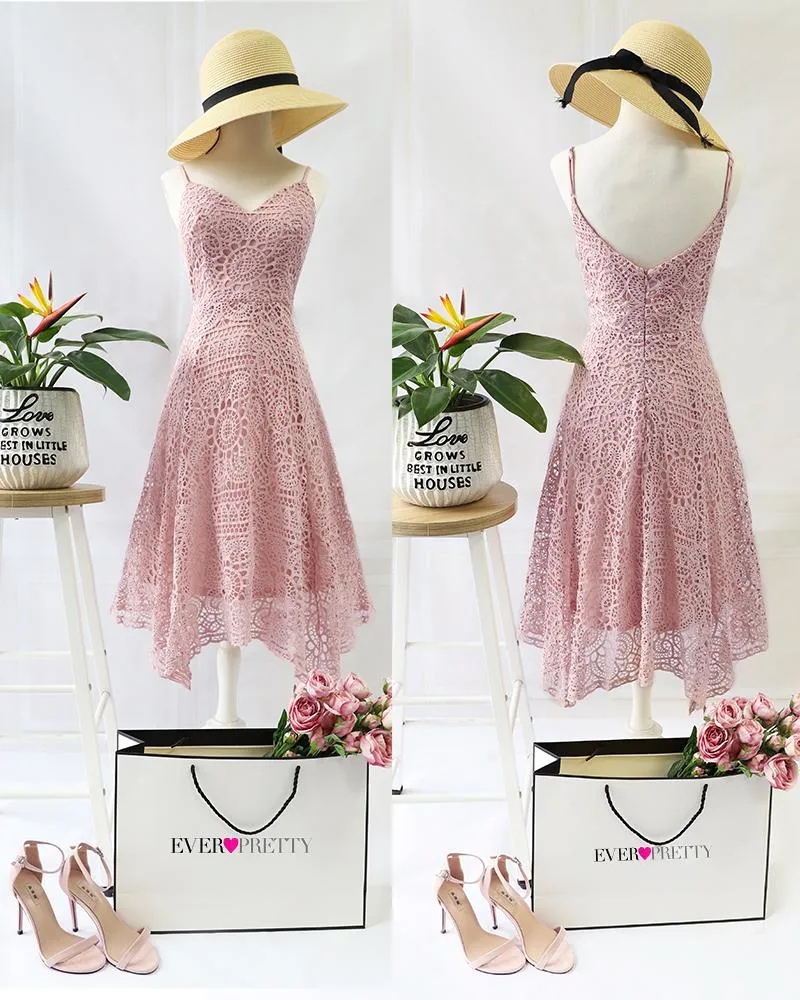 Ever-Pretty Women Elegant Sleeveless Spaghetti Hilo Lace Bridesmaid Dresses EP04036