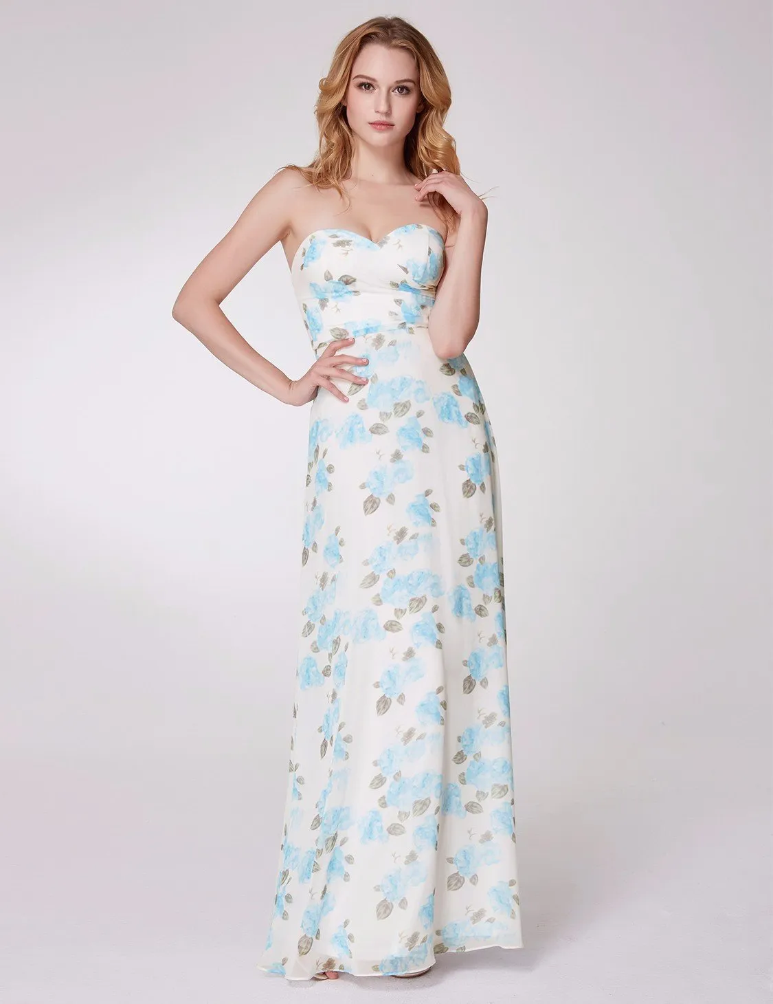 Ever-Pretty Women Feminine Strapless Flower Printed Bridesmaid Dresses EP07237