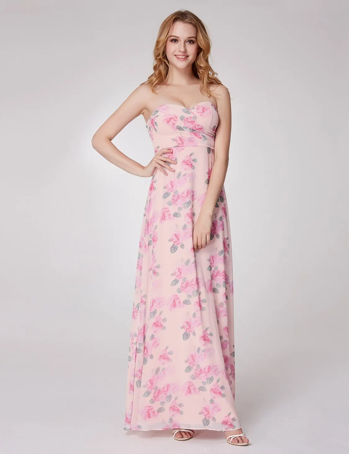 Ever-Pretty Women Feminine Strapless Flower Printed Bridesmaid Dresses EP07237