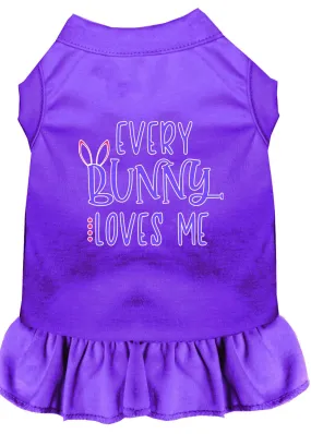 Every Bunny Loves Me Screen Print Dog Dress Purple 4x (22)