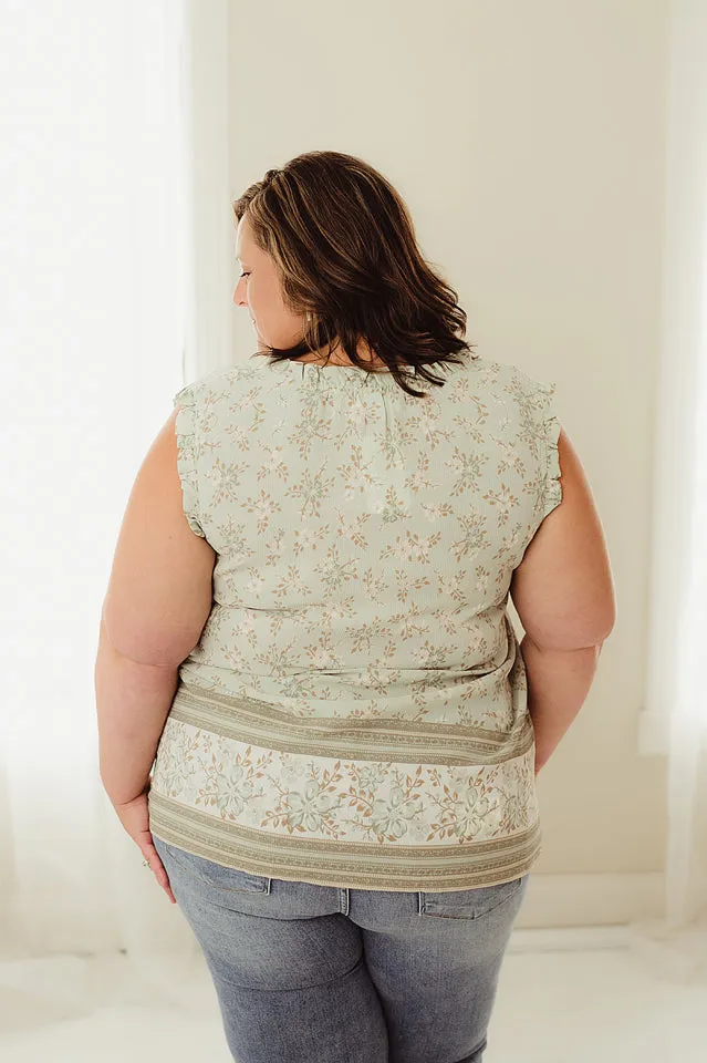 Floral Border Print Sleeveless