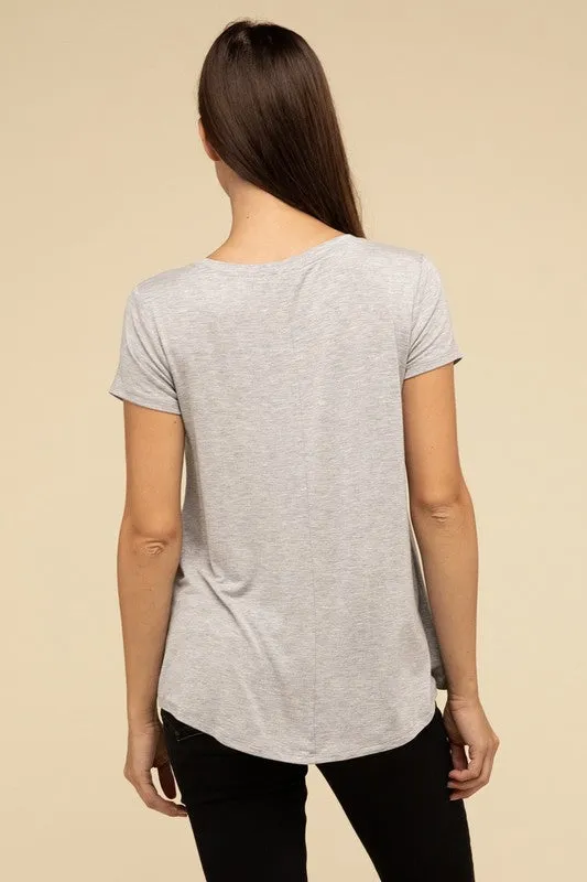 Flowy Round Hem Rayon Short Sleeve Top. **This item has free shipping.**