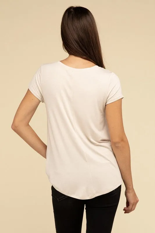 Flowy Round Hem Rayon Short Sleeve Top. **This item has free shipping.**