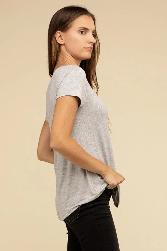 Flowy Round Hem Rayon Short Sleeve Top. **This item has free shipping.**