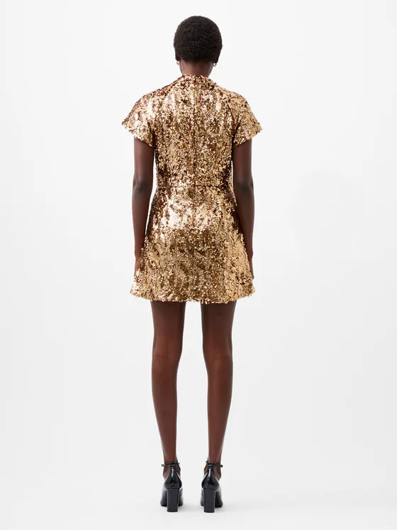 French Connection Sequin Mesh Mini Dress - Copper