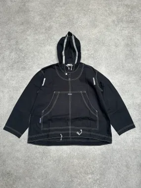 Hai Sporting Gear Black White Stitch Hooded Windbreaker