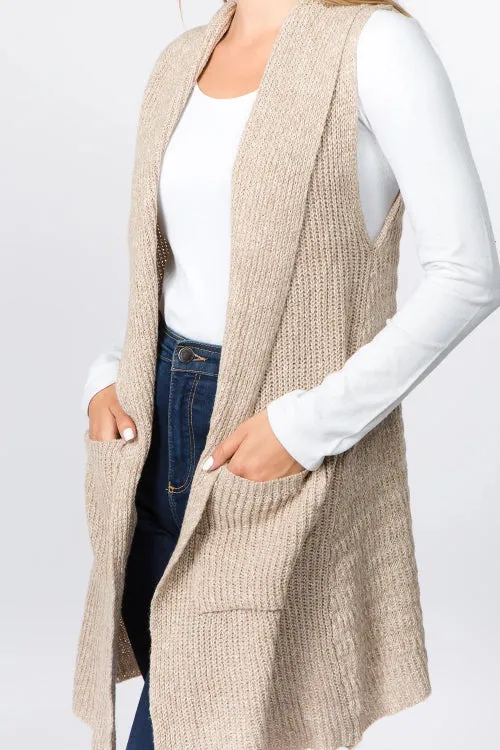 Heather Knit Vest with Pockets
