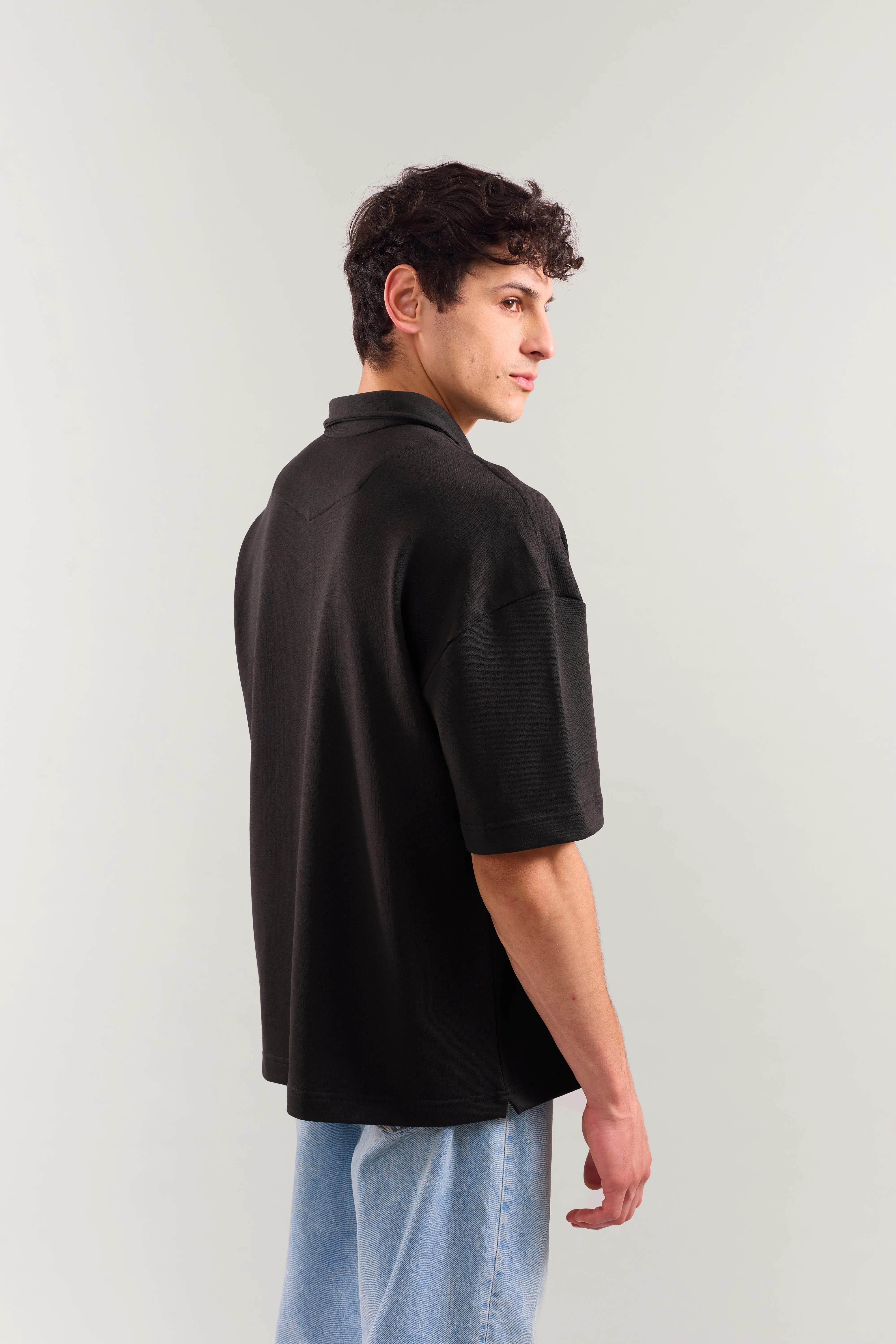 Heavy Weight Raven rexin patch pocket half sleeve shirt