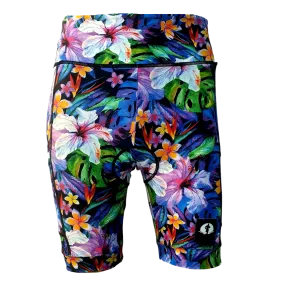 High Waist LADIES Cycling Shorts - Hibiscus