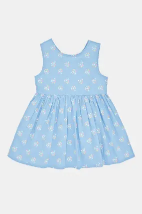 Infant Girls Blue Floral Print Dress