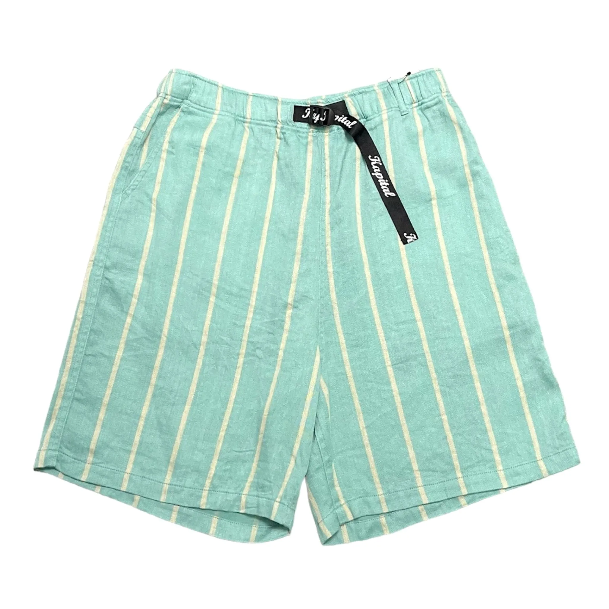 Kapital Linen Phillies Stripe Easy Shorts Turquoise